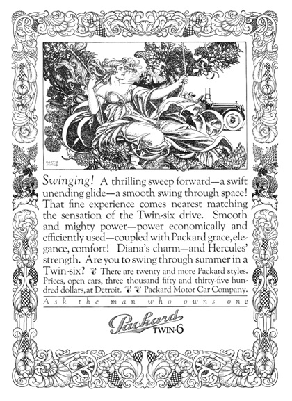 Packard Twin-6 Ad (June, 1917) – Swinging! – Illustrated by Alfred Garth Jones