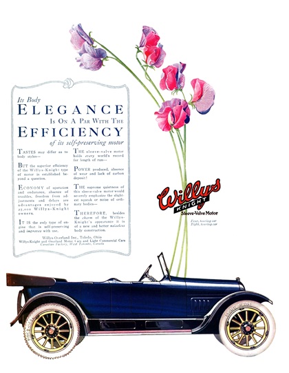Willys-Knight Touring Car Ad (June, 1918) – Its Body Elegance Is On A Par With The Efficiency of its self-preserving motor