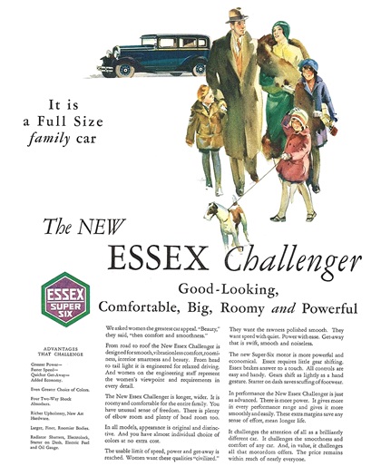 Essex Challenger Super Six Ad (April–May, 1930) – Illustrated by John Gannam