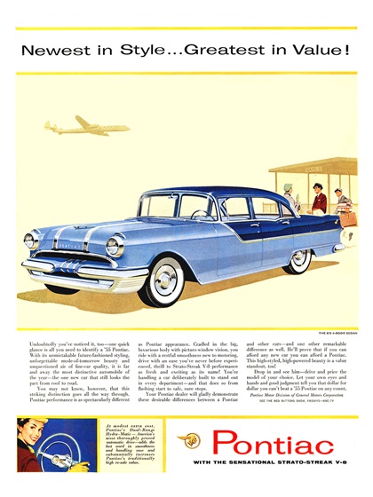 Pontiac 870 4-Door Sedan (March, 1955) – Newest in Style...Greatest in Value!