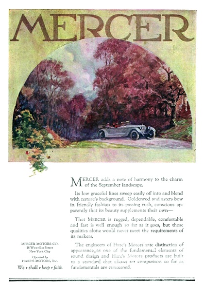 Mercer Touring Ad (September, 1920)