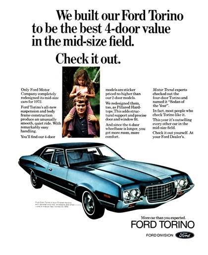 Ford Gran Torino 4-door Pillared Hardtop Ad (1972)