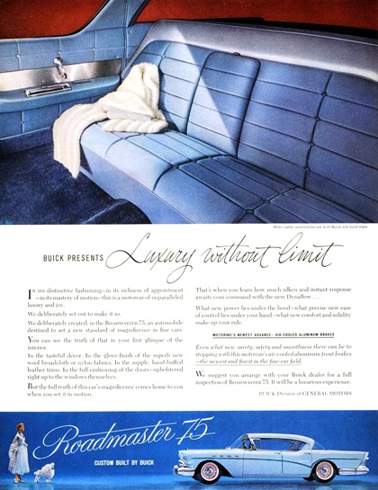 Buick Roadmaster 75 Ad (June, 1957) – Buick Presents Luxury without Limit