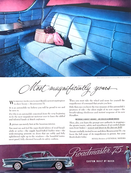 Buick Roadmaster 75 Ad (July, 1957) – Most magnificently yours