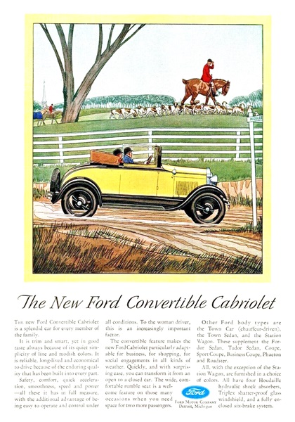 Ford Model A Convertible Cabriolet Ad (May, 1929) – The New Ford Convertible Cabriolet