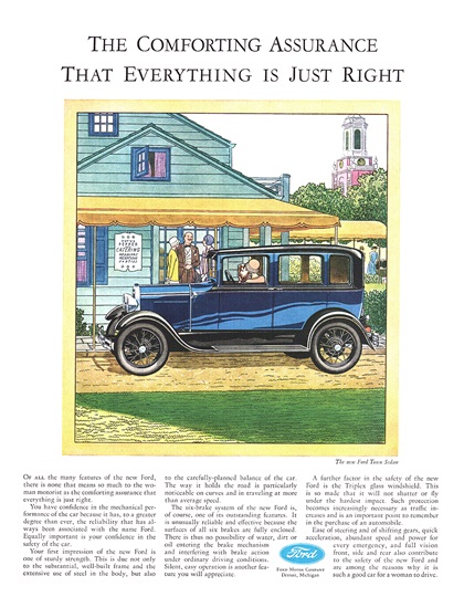 Ford Model A Town Sedan Ad (August, 1929) – The comforting assurance that everything is just right