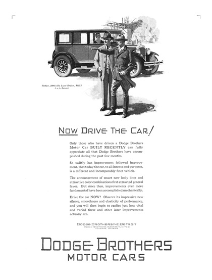 Dodge Brothers Sedan Ad (November, 1926) – Now Drive The Car!