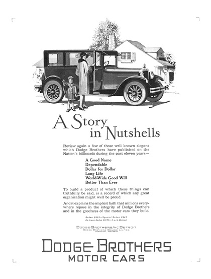 Dodge Brothers Sedan Ad (January, 1927) – A Story in Nutshells