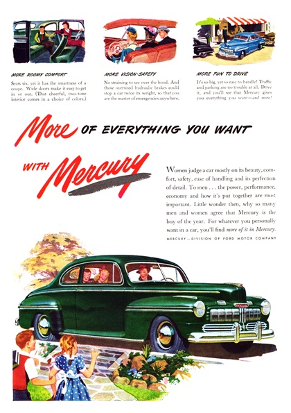 Mercury Sedan-Coupe Ad (September, 1946) – More Of Everything You Want With Mercury