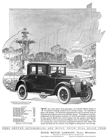 Buick Six-Cylinder Four-Passenger Coupe Ad (December, 1923)