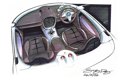 Jensen S-V8 – Interior Design Sketch (1997)