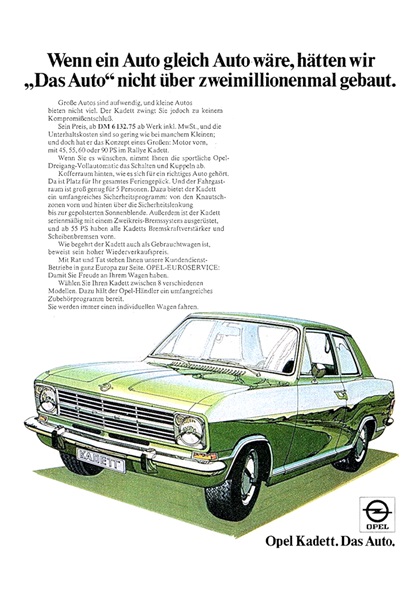 Opel Kadett Advertising Art (1970–1971)