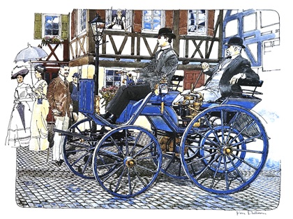 Daimler Motor Carriage (1886): Illustrated by Ken Dallison
