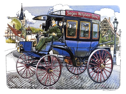 Benz The First Omnibus (1895): Illustrated by Ken Dallison