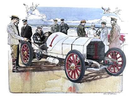 Mercedes 90 Daytona Record Car (1904): Illustrated by Ken Dallison