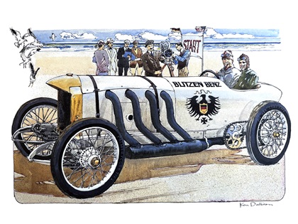 "Blitzen Benz" – Barney Oldfield – Land Speed Record (1911): Illustrated by Ken Dallison