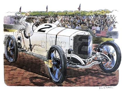 Mercedes Indianapolis 500 Winner – Ralph DePalma (1915): Illustrated by Ken Dallison