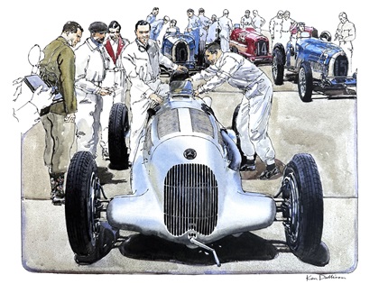 Mercedes-Benz Silver Arrows – Manfred von Brauchitsch Wins Eifelrennen (1934): Illustrated by Ken Dallison