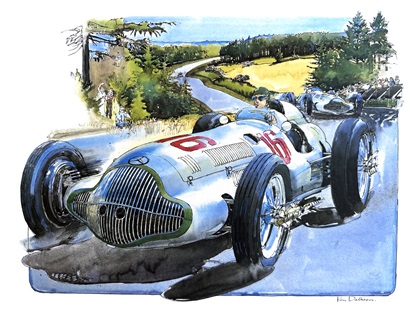 Mercedes-Benz W154 – Richard Seaman Wins German Grand Prix (1938): Illustrated by Ken Dallison