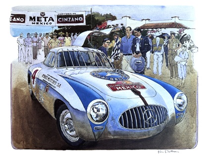 Mercedes-Benz 300SL – Kling Wins Carrera Panamericana (1952): Illustrated by Ken Dallison