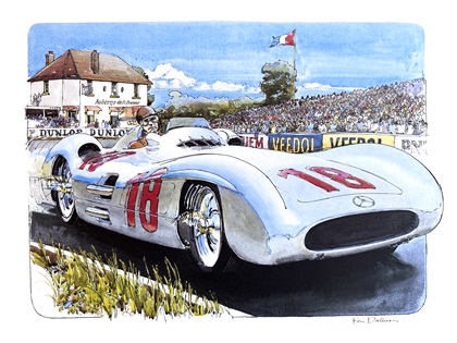 Mercedes-Benz W196 – The Return To Racing – Fangio Wins In France (1954): Illustrated by Ken Dallison