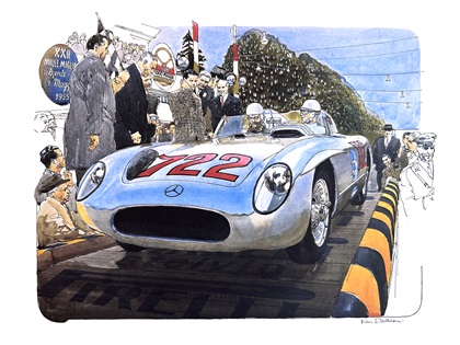 Mercedes-Benz 300SLR – Moss/Jenkinson Win Mille Miglia (1955): Illustrated by Ken Dallison