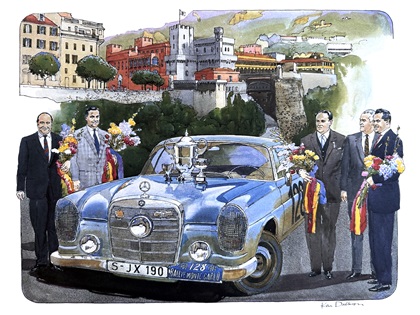 Mercedes-Benz 220SE – Schok/Moll Win Monte Carlo Rally (1960): Illustrated by Ken Dallison