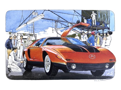 Mercedes-Benz C111 – Diesel Records (1976): Illustrated by Ken Dallison