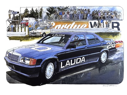 Mercedes-Benz 190E 2.3-16 Sedan – Niki Lauda (1984): Illustrated by Ken Dallison