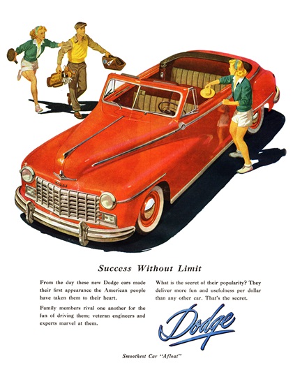 Dodge Custom Convertible Coupe Ad (August, 1947) – Success Without Limit