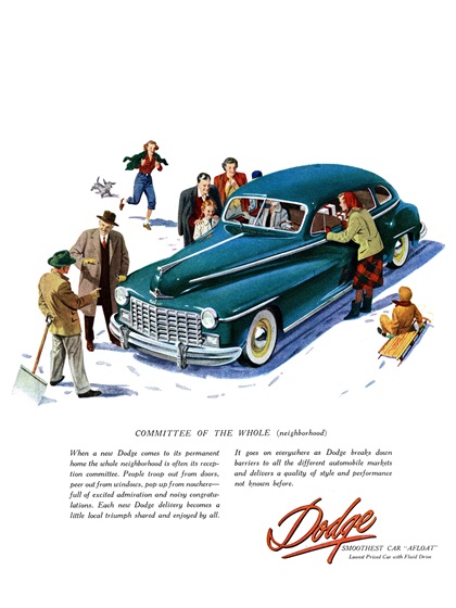 Dodge Four-Door Sedan Ad (December, 1947) – Committee of the Whole (neighborhood)