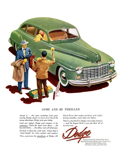 Dodge Four-Door Sedan Ad (November, 1948) – Come and be Thrilled