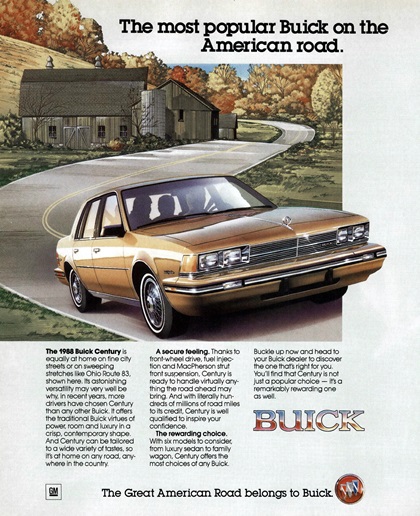 Buick Century Ad (1988) – The most popular Buick on the American Road.
