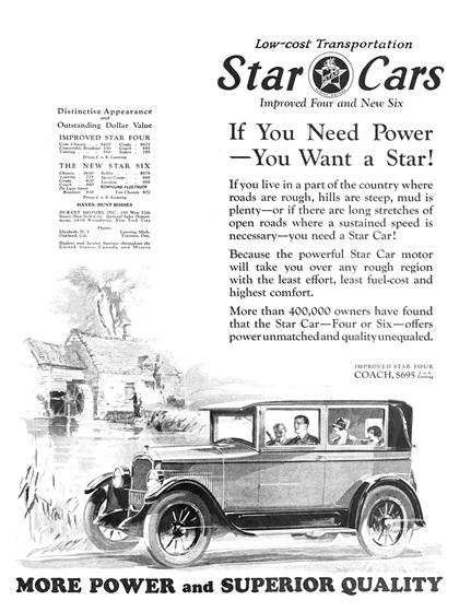Star Four Coach Ad (September, 1926)