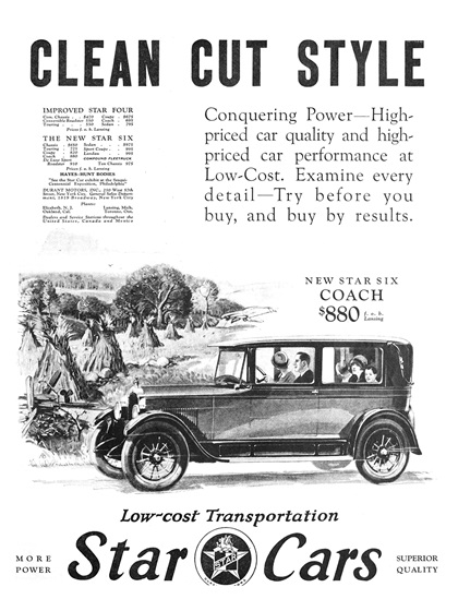 Star Six Coach Ad (October, 1926)