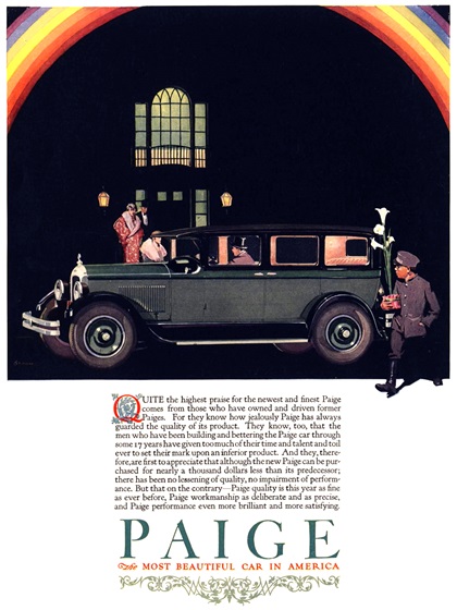 Paige 7-passenger Sedan Ad (1926)