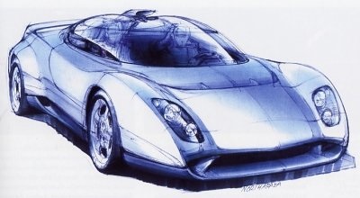 Lamborghini Raptor (Zagato), 1996 - Design Sketch by Norihiko Harada