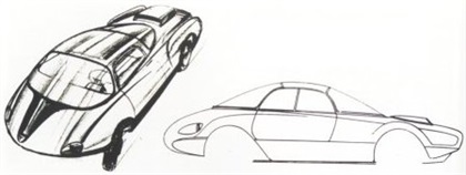 Abarth 750 Coupe Goccia (Vignale), 1957 - Michelotti Design Sketch