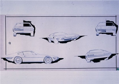 Maserati Khamsin, 1972 - Preparatory sketches of the Maserati Khamsin by the design studio of Carrozzeria Bertone