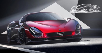 Alfa Romeo 33 Stradale, 2023 – Design Sketches by César Barreau