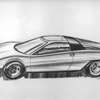 Ford GT-70 Turin Concept (Ghia), 1971 – Press sketch by Filippo Sapino