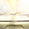 Rear view of Cadillac SOLLEI concept vehicle in Manila Cream
