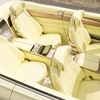 Birds eye view of Cadillac SOLLEI concept vehicle with bespoke Sola Yellow Iridescent interior
