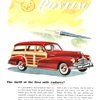 Pontiac Streamliner Station Wagon Ad (September-October, 1947): The thrill of the first mile endures!