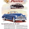 Pontiac DeLuxe Torpedo Convertible/Streamliner 4-door Sedan Ad (1948): Its reputation grows by the mile!