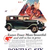 Pontiac Six Ad (August, 1928): Sport Landau Sedan, Body by Fisher - Faster, Finer, More Beautiful and still so low in price