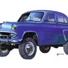 Москвич–410 (Полноприводный автомобиль повышенной проходимости), 1957–1958 – Рисунок А. Захарова / Из коллекции «За рулём» 1980-7
