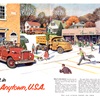 Mack Trucks Ad (November, 1955): It's 3:37 P.M. in Anytown, U.S.A. - Illustrated by Woodi Ishmael