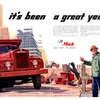 Mack Trucks Ad (?1956-57): it's been a great year - Illustrated by Woodi Ishmael