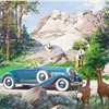 1936 Duesenberg Model JN Convertible Coupe: Mt. Rushmore National Monument, Black Hills, South Dakota - Illustrated by Harry Anderson